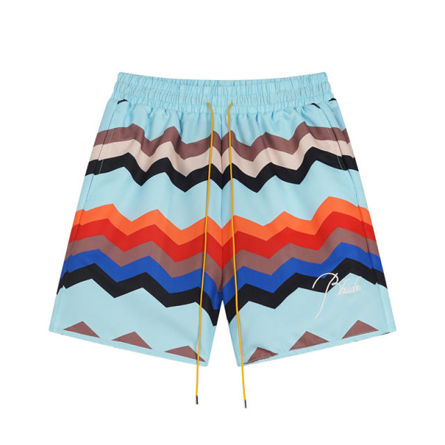 Rhude Checkered Swim Shorts Black Blue Green Red