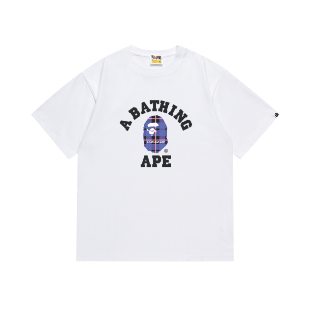 Bape A Bathing Purple Small Head Ape Big Logo T-Shirt Tee Black White