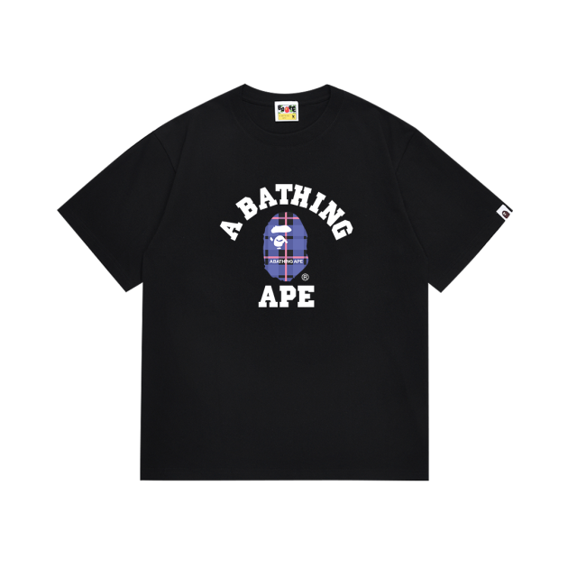 Bape A Bathing Purple Small Head Ape Big Logo T-Shirt Tee Black White