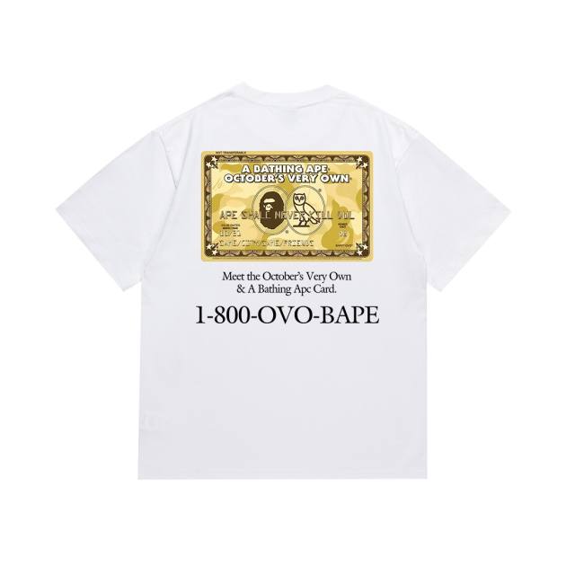 Bape A Bathing Golden Card Ape Big Logo T-Shirt Tee Black White