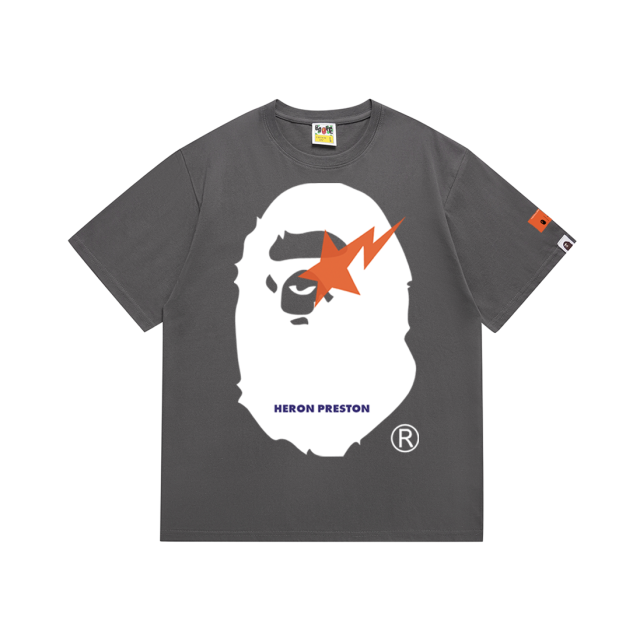 Bape A Bathing Green Small Head Ape Big Logo T-Shirt Tee Black White