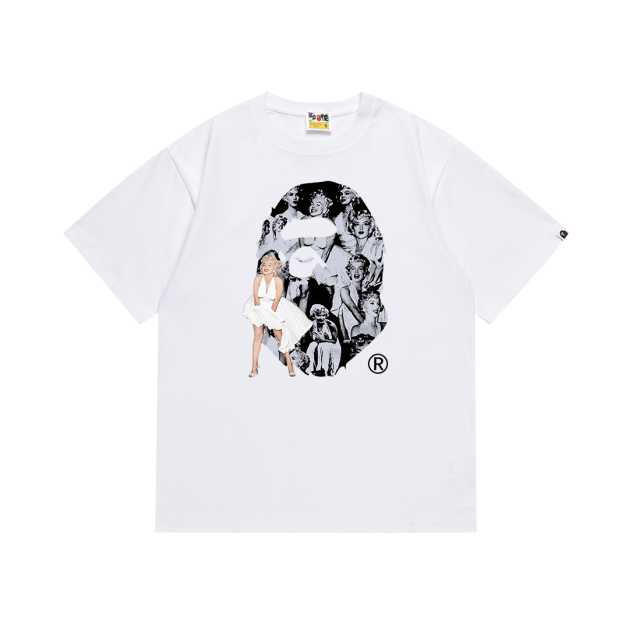Bape A Bathing Marilyn Monroe Ape Big Logo T-Shirt Tee Black White