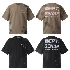 1:1 Quality Gallery Dept Cracking DEPT SENSE Logo T-shirt Black Brown