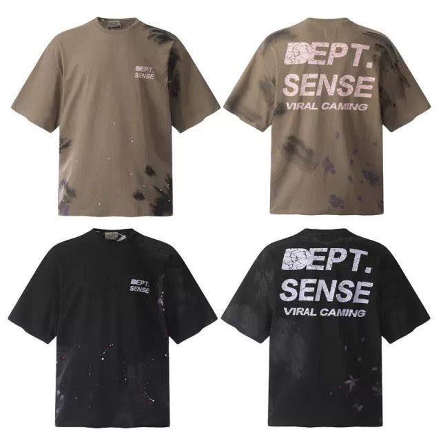 1:1 Quality Gallery Dept Cracking DEPT SENSE Logo T-shirt Black Brown