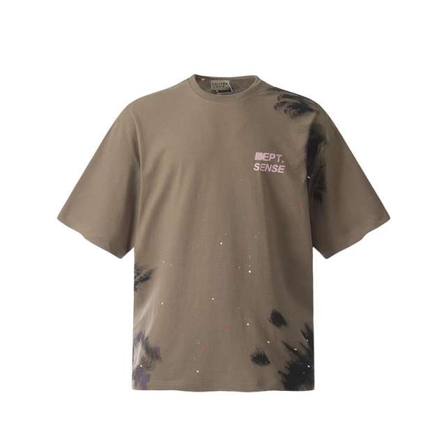1:1 Quality Gallery Dept Cracking DEPT SENSE Logo T-shirt Black Brown