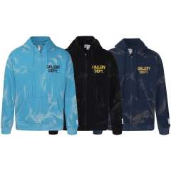 Gallery Dept Tie Die Zip Hoodies (Blue/Black/Navy Blue)