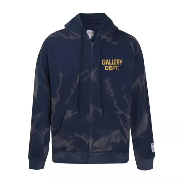 Gallery Dept Tie Die Zip Hoodies (Blue/Black/Navy Blue)