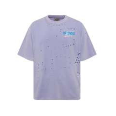 Gallery Dept Distressed Worn-out Holes Logo T-shirt Purple Yellow