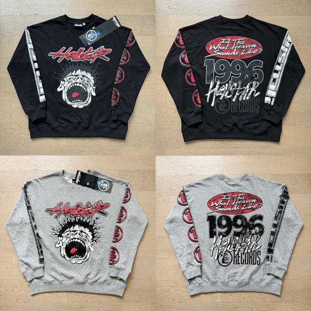 Hellstar Studios Records Crewneck Sweatshirtt Grey Black