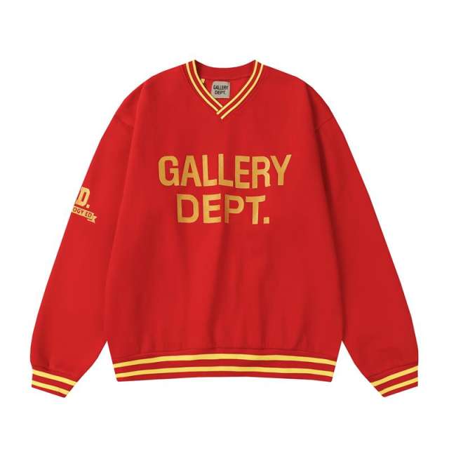 Gallery Dept Embroidered letter retro contrasting V-neck Sweatshirt