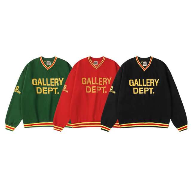 Gallery Dept Embroidered letter retro contrasting V-neck Sweatshirt