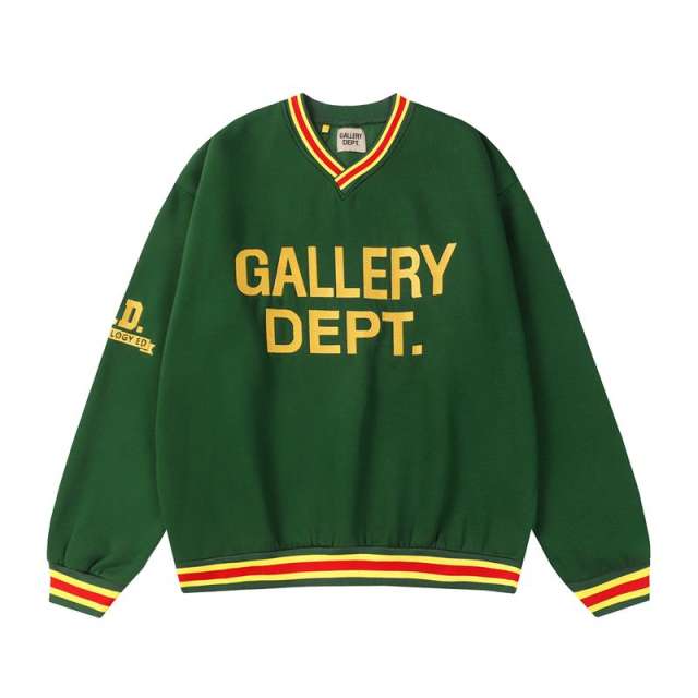 Gallery Dept Embroidered letter retro contrasting V-neck Sweatshirt