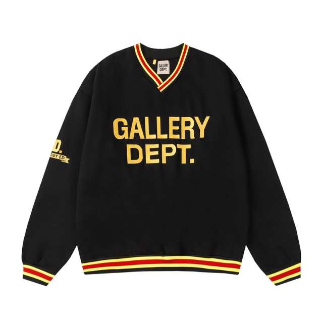 Gallery Dept Embroidered letter retro contrasting V-neck Sweatshirt