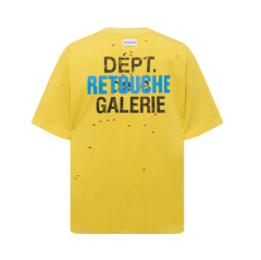 Gallery Dept Distressed Worn-out Holes Logo T-shirt Purple Yellow