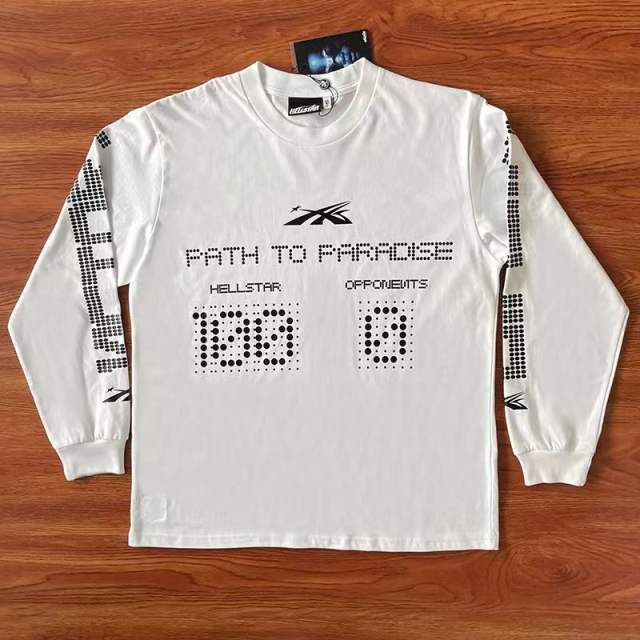 1:1 quality Hellstar led score display letter print long sleeve t-shirt 2 colors