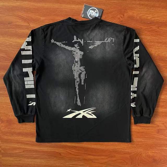 1:1 quality Hellstar led score display letter print long sleeve t-shirt 2 colors