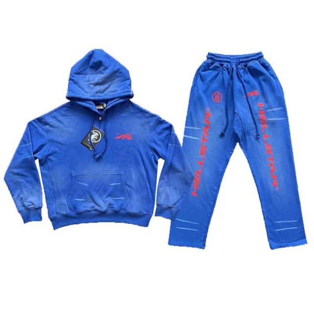 Hellstar Studios Vintage Washed Tracksuit Blue Hoodie Pants