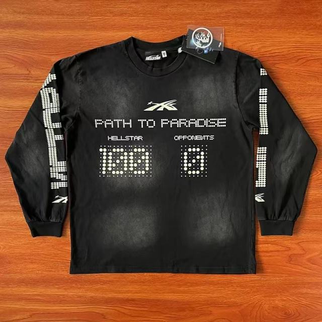 1:1 quality Hellstar led score display letter print long sleeve t-shirt 2 colors