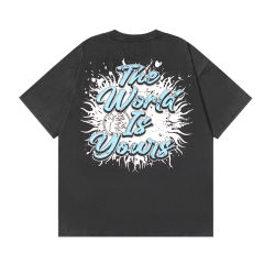 Hellstar Burst Letter Eye Print Washed Version T-Shirt Black