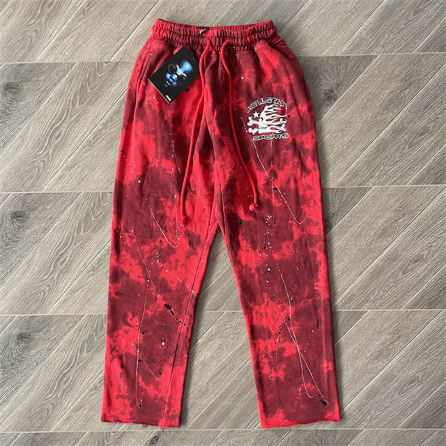 Hellstar Studios Sports Tie Dye Hoodie Pants Red