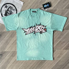 1:1 Hellstar Studios UNRELEASED Crack Paint T-Shirt Red Teal