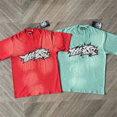 1:1 Hellstar Studios UNRELEASED Crack Paint T-Shirt Red Teal