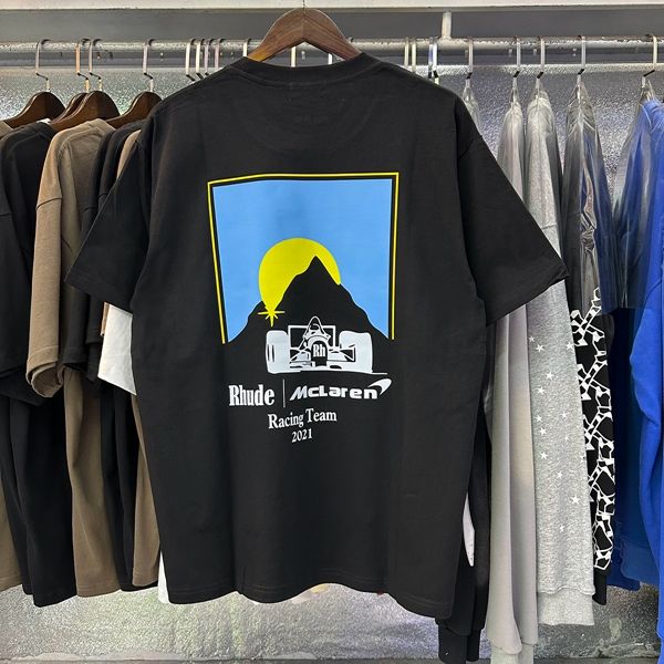 Rhude Mclaren T-Shirts (Black Beige White)