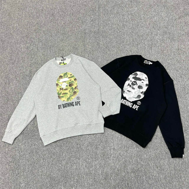[Best Quality] 1:1 Bape Moon Sweatshirt Black Gray
