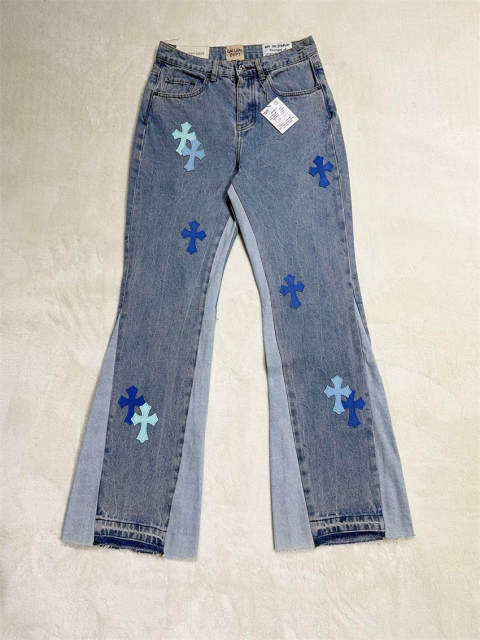 [Best Quality]1:1 Gallery Dept Blue Cross Denim Pants