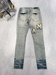 [Best Quality]1:1 Amiri Embroidered Logo Light Indigo Denim Jeans