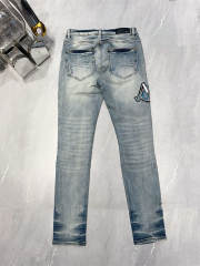 [Best Quality]1:1 Am*ri Blue Dragon Embroidered Fonts Denim Jeans