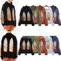 Who Decides War Flame Letter Print Washed Version hoodie & pants set 5 colors