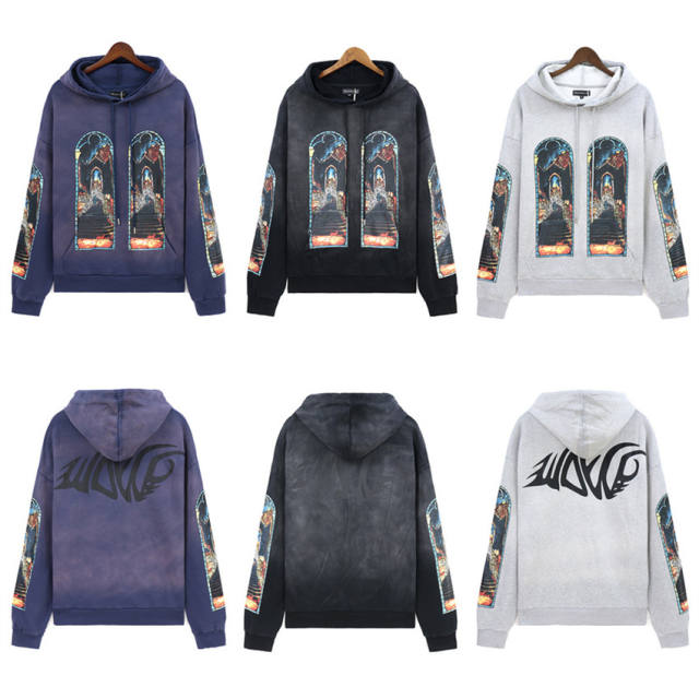 Who Decides War Arch Illustration Print Washed Version Hoodie 3 colors