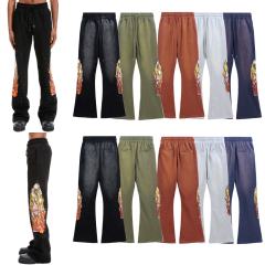 Who Decides War Flame Letter Print Washed Version hoodie & pants set 5 colors