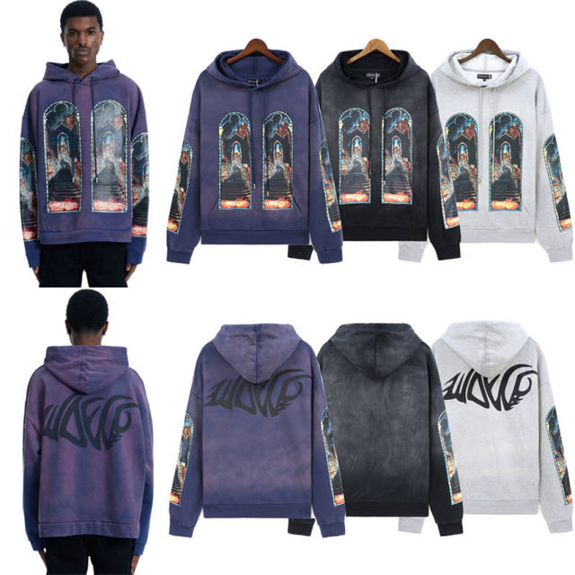Who Decides War Arch Illustration Print Washed Version Hoodie 3 colors