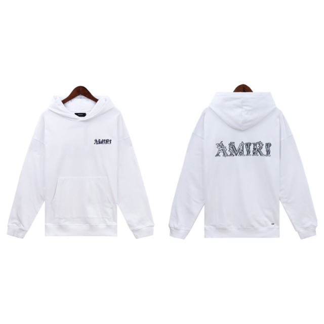 Embroidered Entangled Logo Hoodie Black White