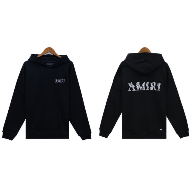 Embroidered Entangled Logo Hoodie Black White