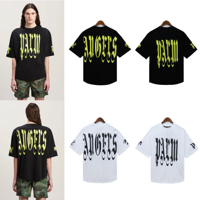 Palm Angels 24SS Gothic Fonts T-Shirt White Black