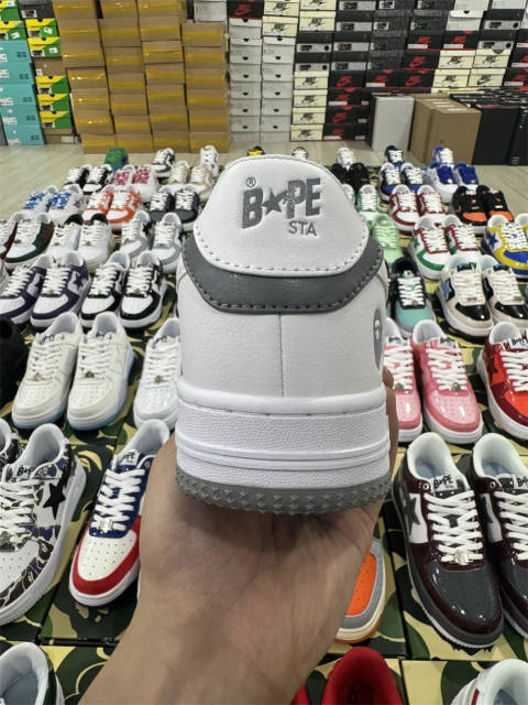 Bapesta Bape Sta White Gray Leather Shoes