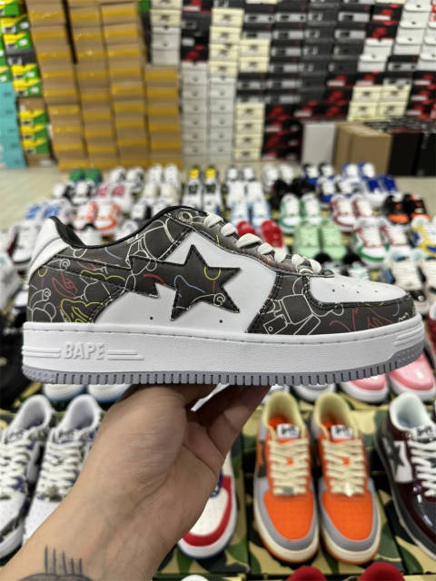 Bapesta Bape Sta Black Leather Shoes
