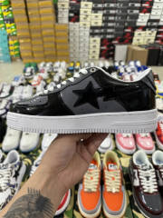 Bapesta Bape Sta Black Gray Patent Shoes