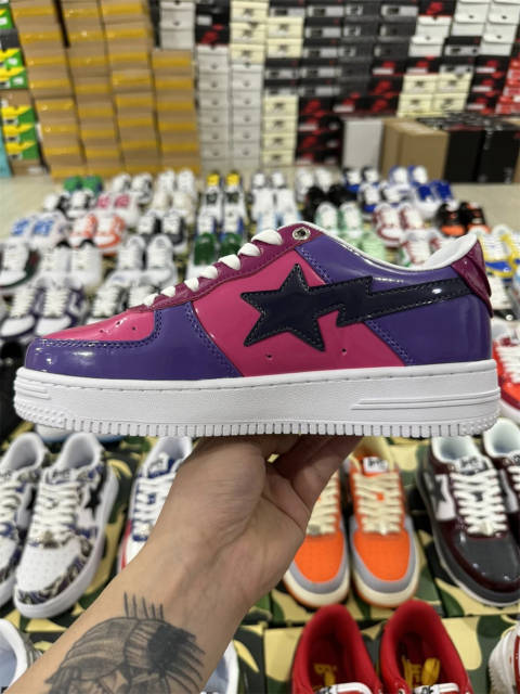 Bapesta Bape Sta Purple Leather Shoes
