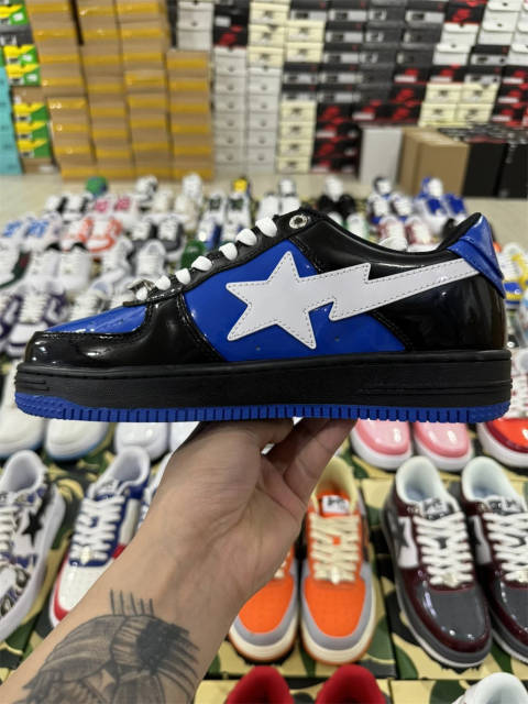 Bapesta Bape Sta White Blue Patent Shoes