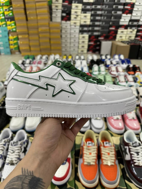 Bapesta Bape Sta White and Blue Leather Shoes