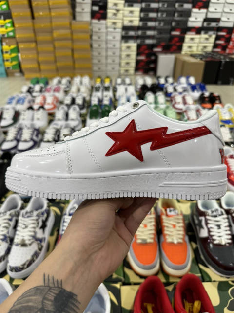 Bapesta Bape Sta White Shark Leather Shoes
