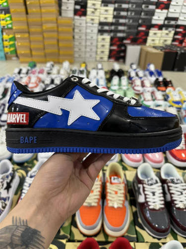 Bapesta Bape Sta White Blue Patent Shoes