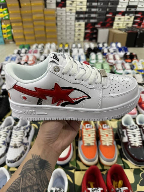 Bapesta Bape Sta White Shark Leather Shoes