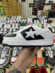 Bapesta Bape Sta Black and White Leather Shoes