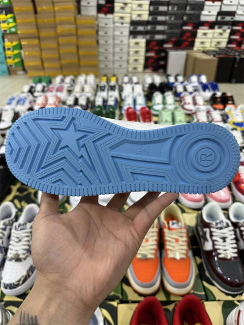 Bapesta Bape Sta White and Blue Leather Shoes