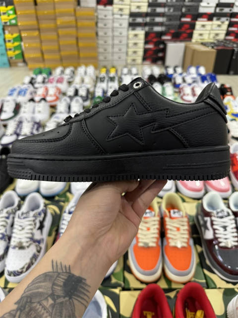 Bapesta Bape Sta Black Leather Shoes